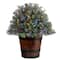 26&#x22; Flocked Artificial Christmas Shrub with Pinecones, Multicolor LED Lights